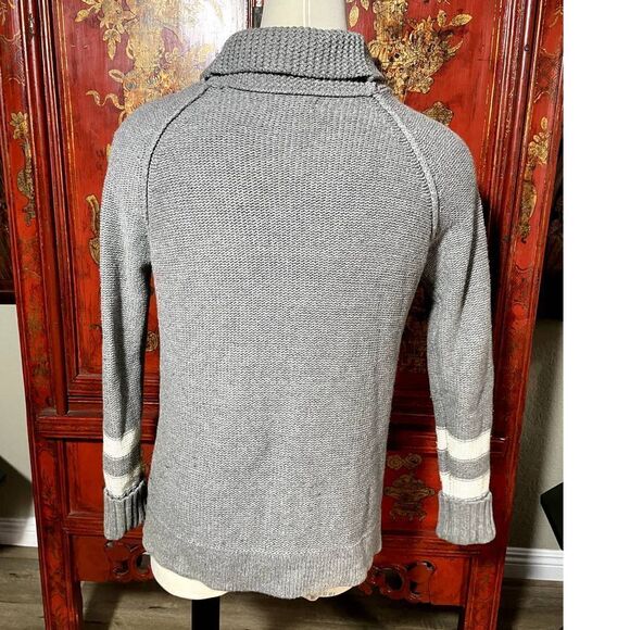 Riviera Club Button Up Cardigan Grey white Sweater - L - Picture 3 of 4